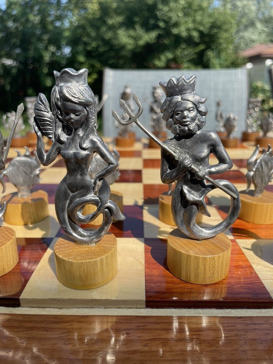 Ocean Life - Pewter- Mermaid Chess Set with board | eBay