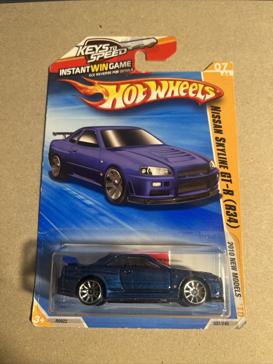 2010 Hot Wheels #7 Blue Nissan Skyline GT-R (R34) Keys to Speed