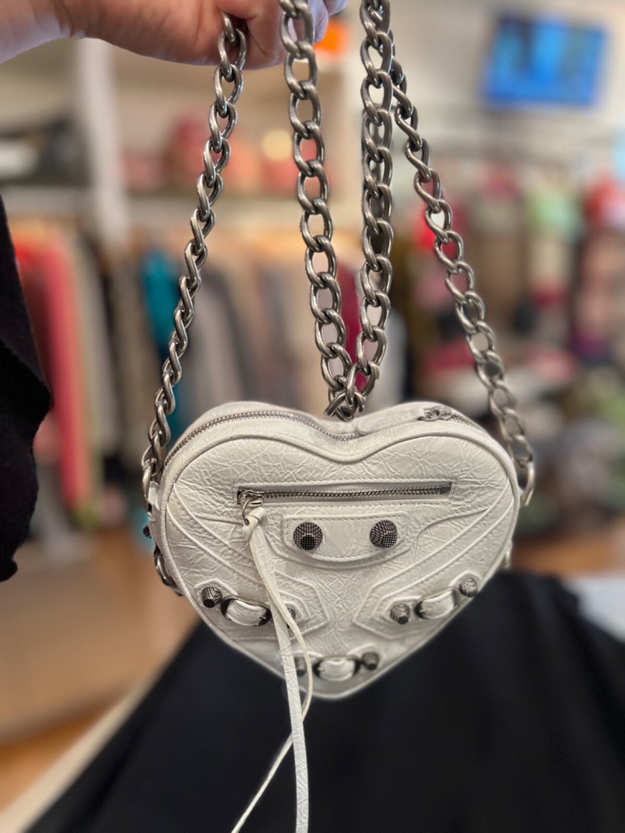 $1590 BALENCIAGA Le Cagole Heart Mini Bag In Optic White | eBay