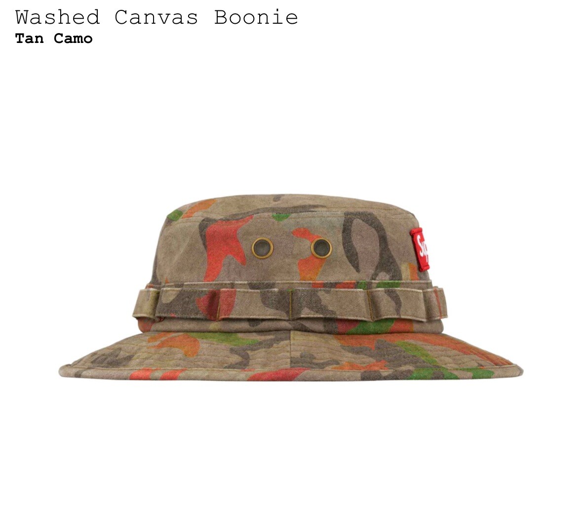 Brand New Supreme Washed Canvas Boonie Tan Camo - Size S/M - SS24
