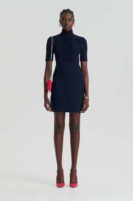 Scanlan theodore crepe knit daisy mini dress navy size large