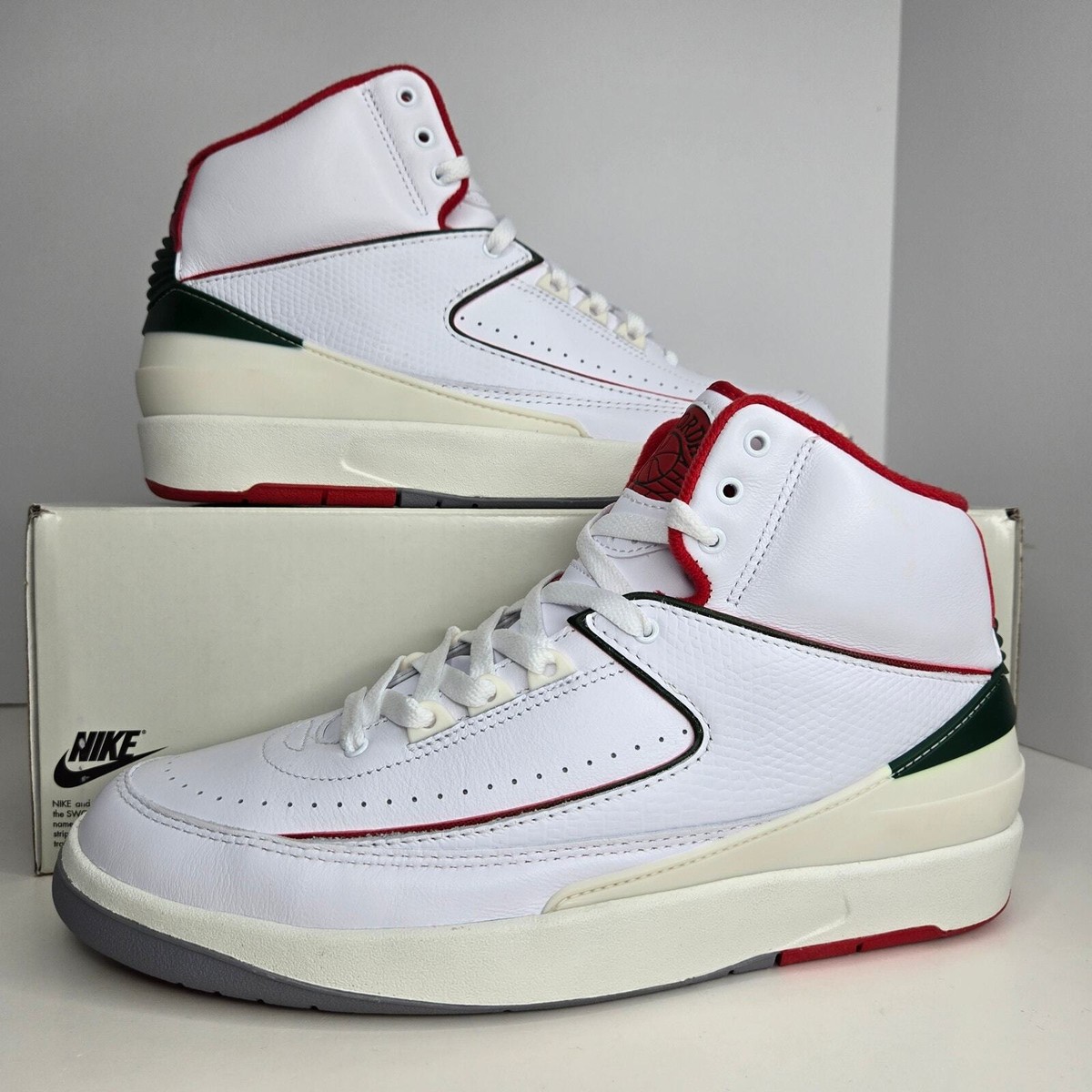 Air Jordan 2 Retro Origins White/Red/Green Size 9.5 Men | eBay