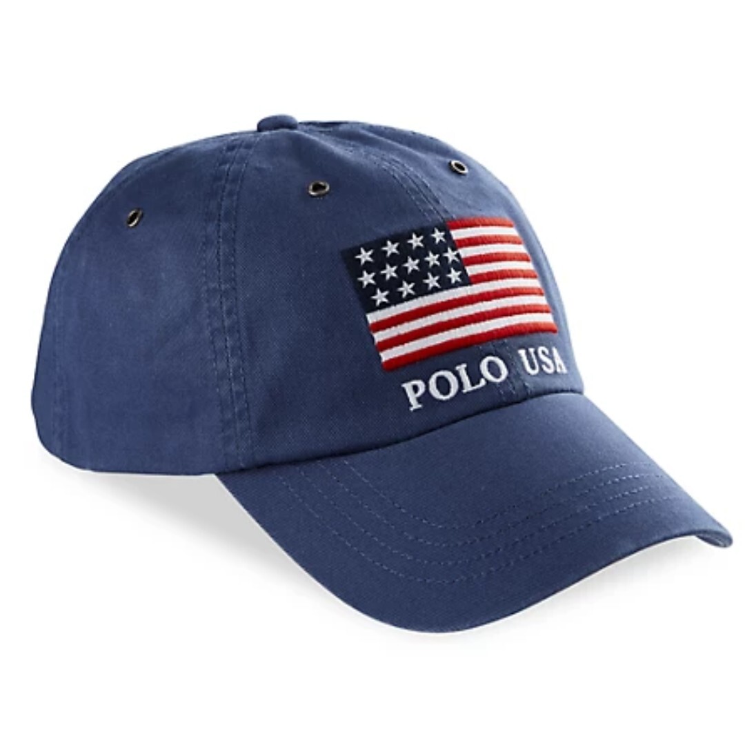 NWT POLO Ralph Lauren DENIM FLAG HAT Strapback Baseball Cap NAVY