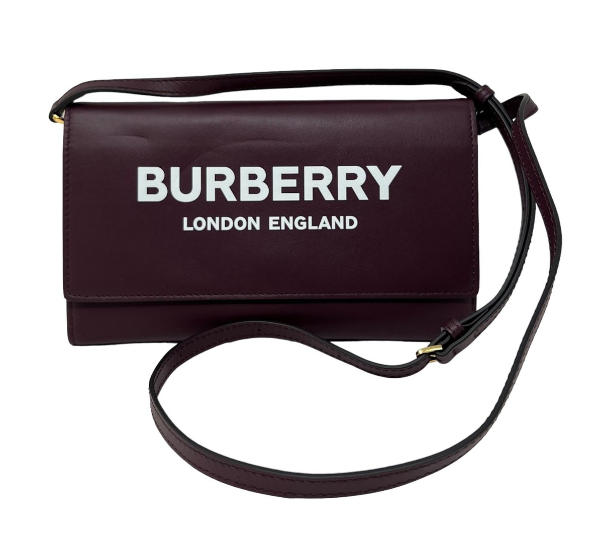 Burberry Hazelmere Printed Logo Leather Mahogany Red Crossbody Bag