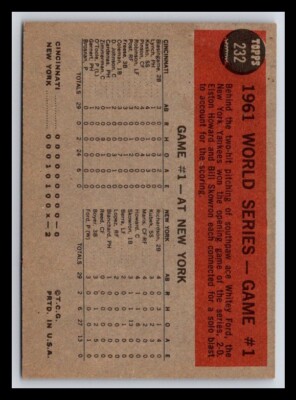 1962 Topps #232 World Series Game #1 - Yanks Win Opener GD or