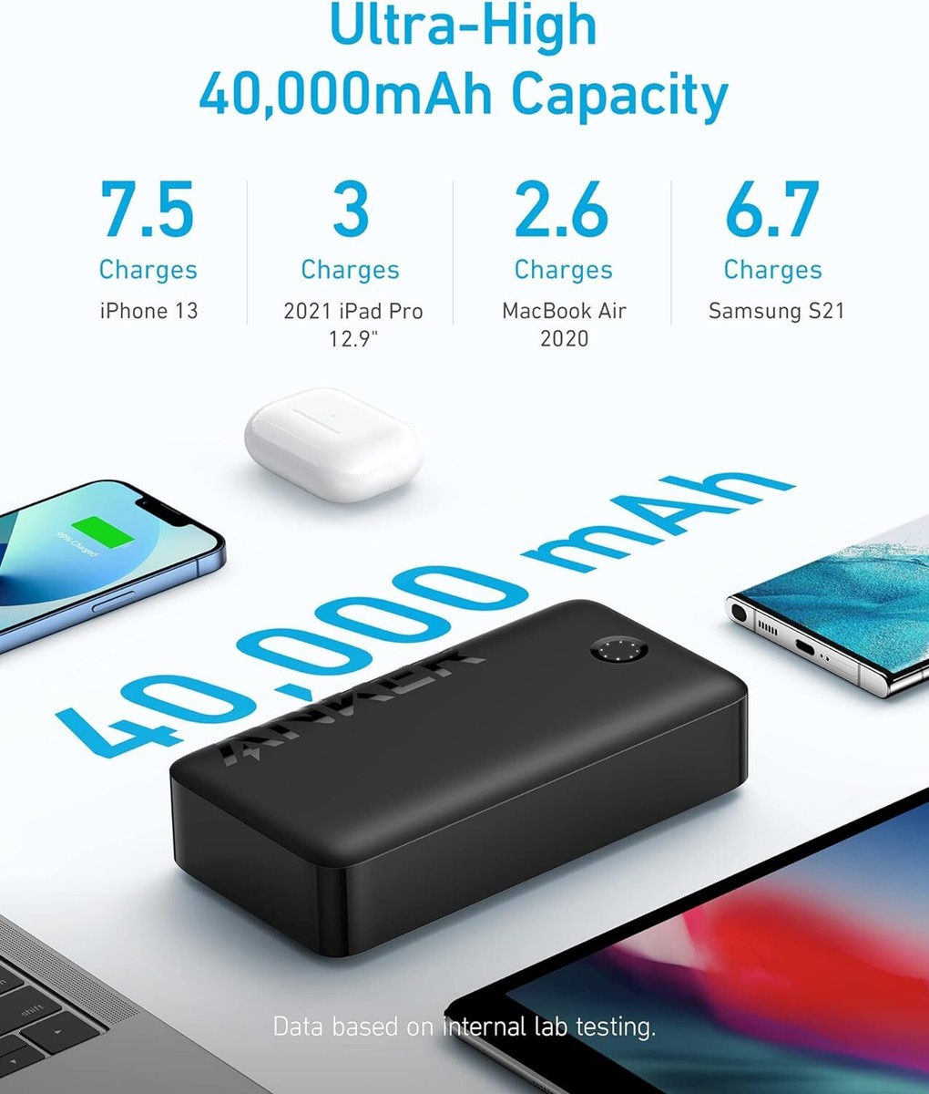 Anker 347 Portable Charger 30W USB-C 4-Ports Power Bank 40000mAh