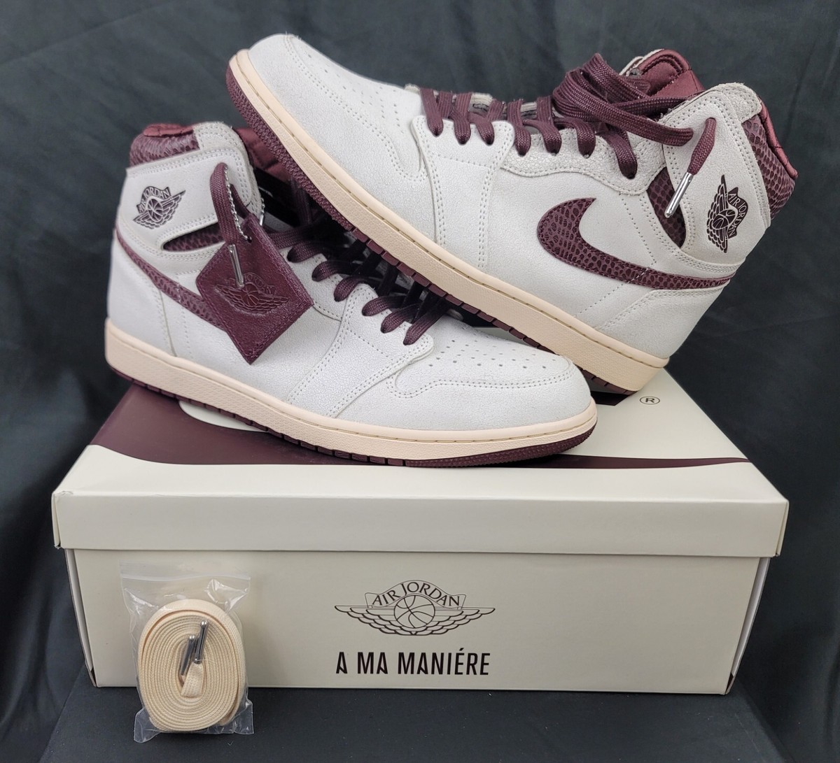 Nike Jordan 1 High OG x A Ma Maniere Sail Burgundy Men's Size 13