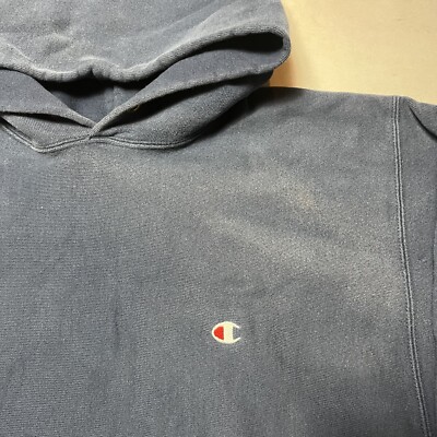 Vintage 80s Champion Reverse Weave Navy Blank Sweatshirt Hoodie