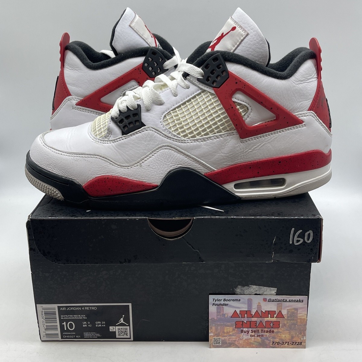 Size 10 - Jordan 4 Retro Mid Red Cement White Black Leather