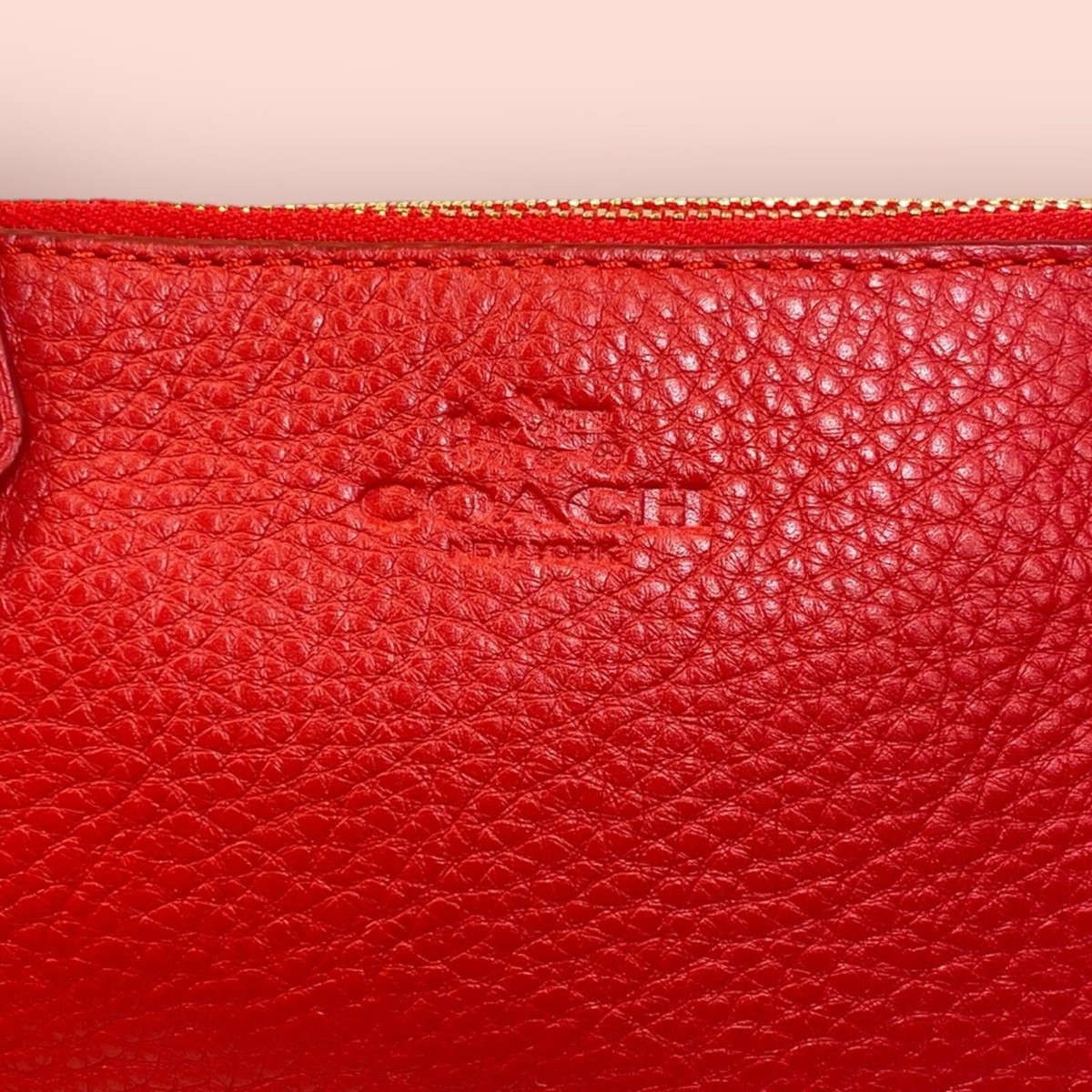 COACH F66505 Luxury Pebble Leather Double Corner Zip Wristlet