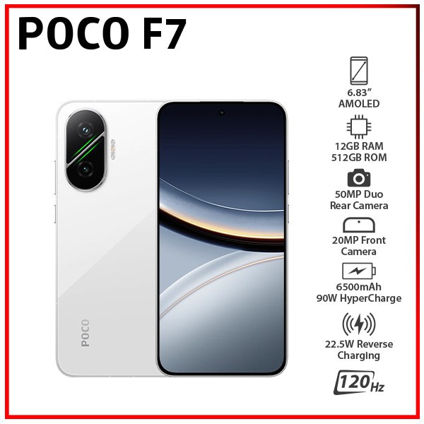 New) Xiaomi POCO F7 5G 12GB+512GB WHITE Dual SIM Unlocked Android