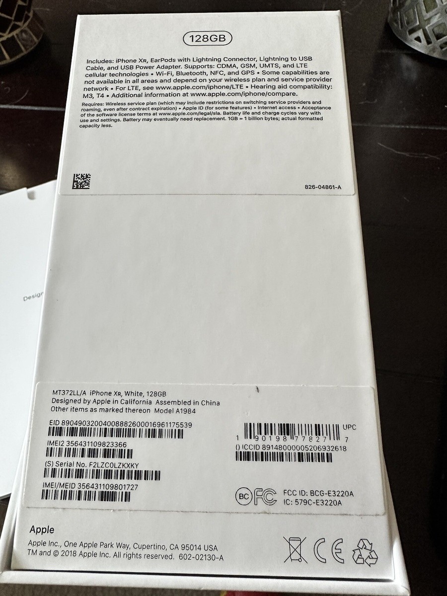 Apple iPhone XR - 128GB - White (Verizon) A1984 (CDMA + GSM) With