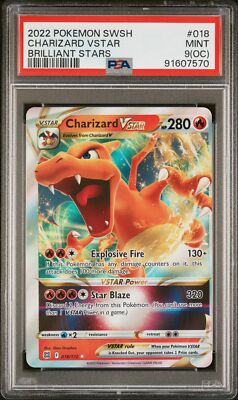 Charizard Vstar PSA 9 OC Brilliant Stars #018 Pokemon Card | eBay