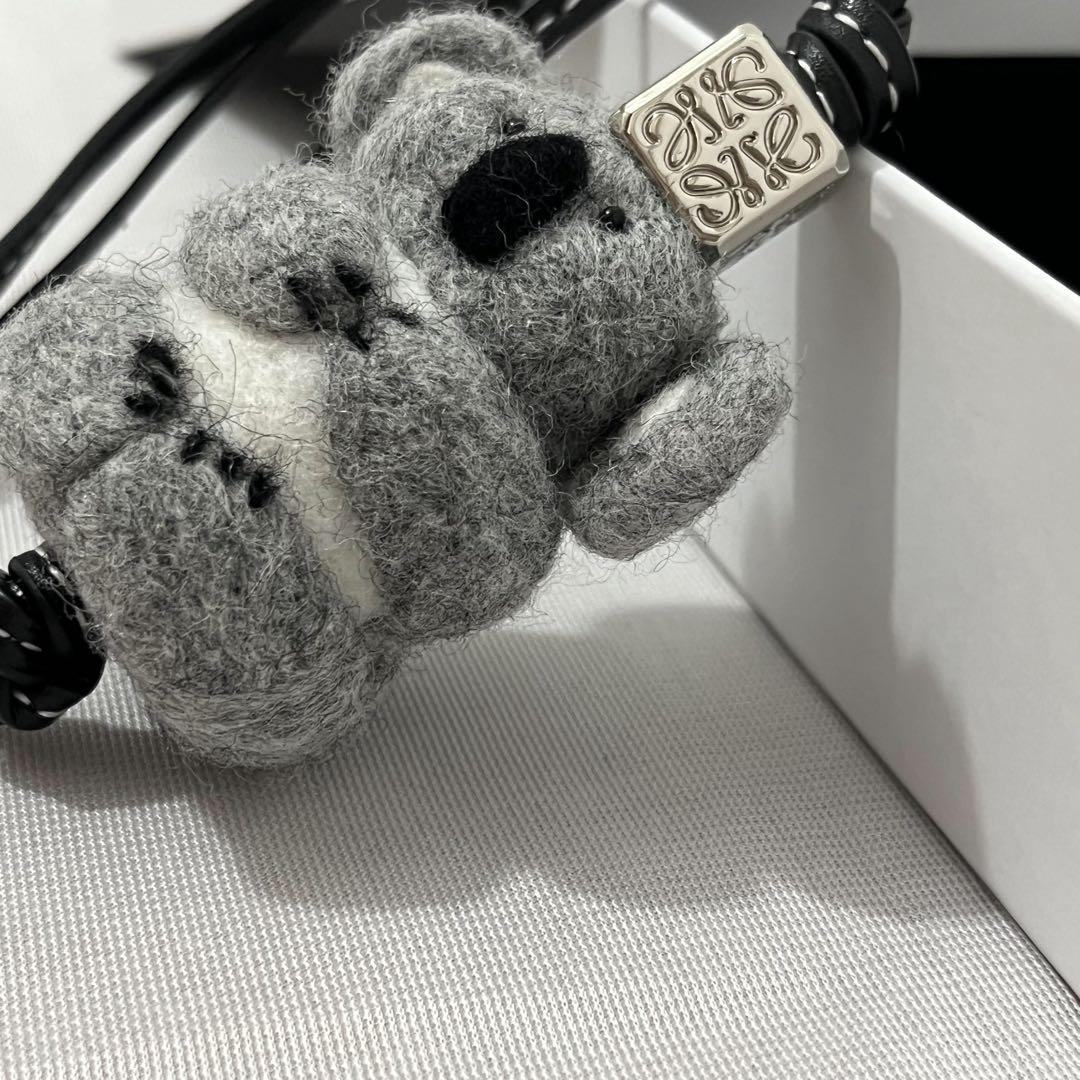 LOEWE Koala Bag Charm Key Chain Leather Felt Palladium Dies