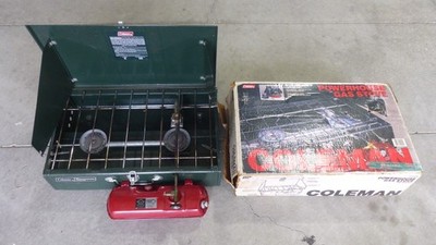 Vntg Coleman 413H Powerhouse Dual 2 Burner Gas Camp Stove W⁄Box
