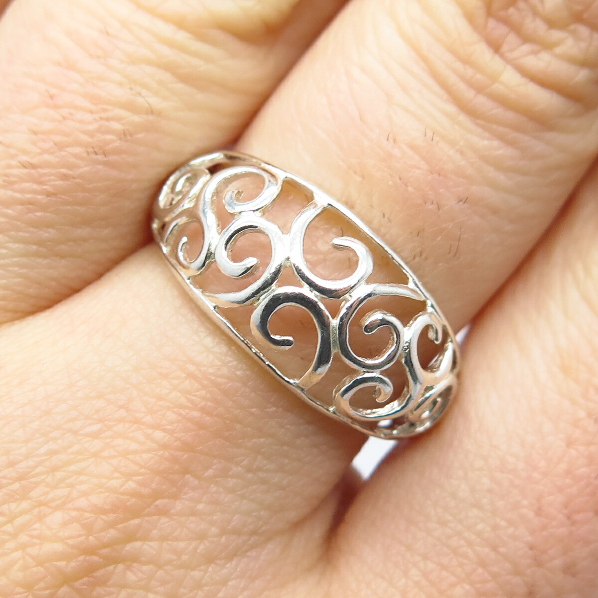 925 Sterling Silver Swirl Ornate Ring Size 8.25 | eBay