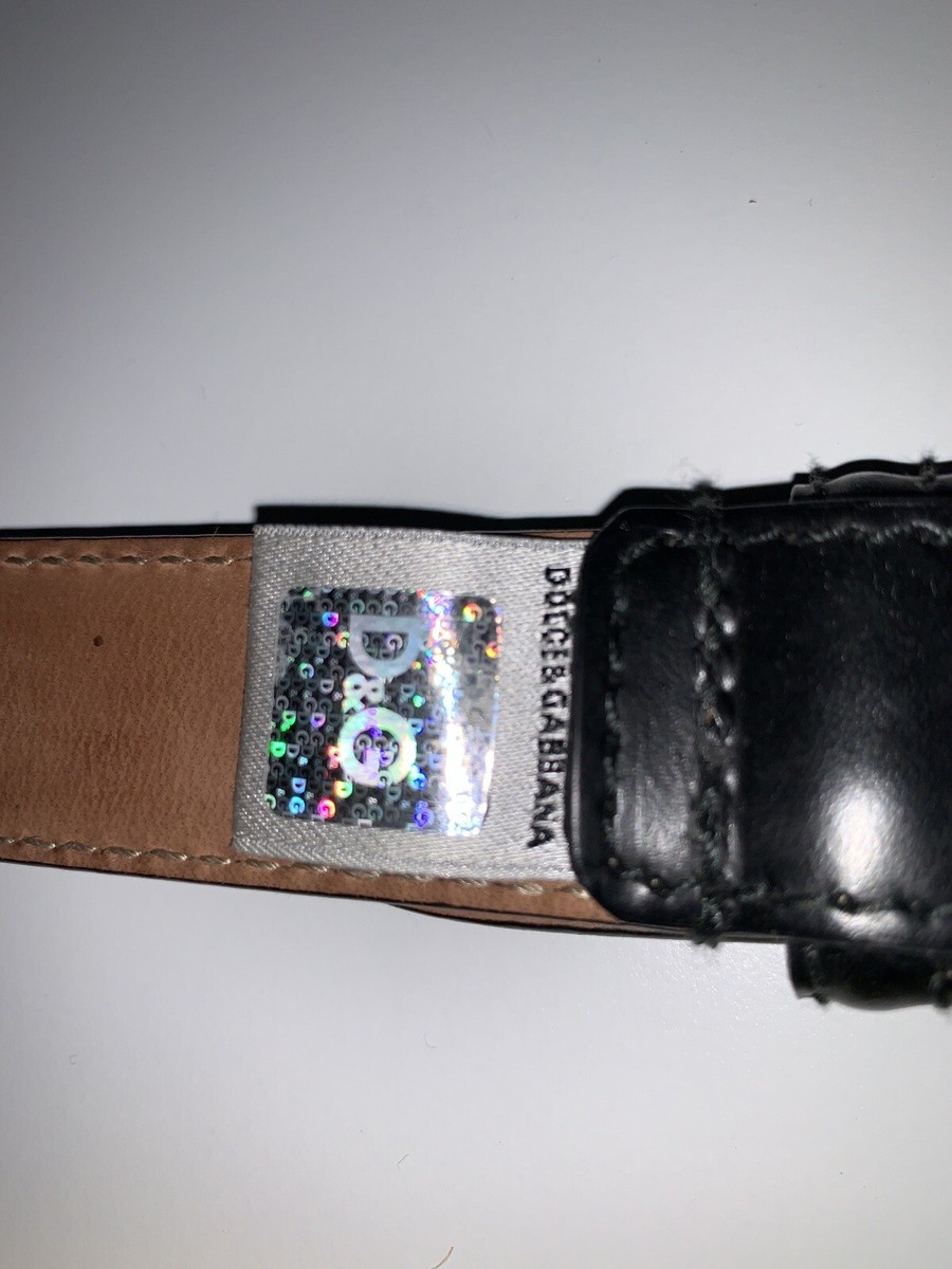 Dolce & Gabbana Black Monogram Logo Buckle Belt Size 90 cm/36 in