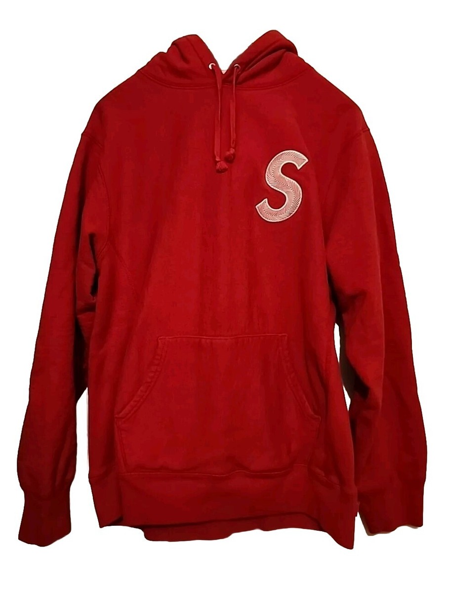 SUPREME S Logo With White Stitching Red Hooded Sweatshirt | eBay