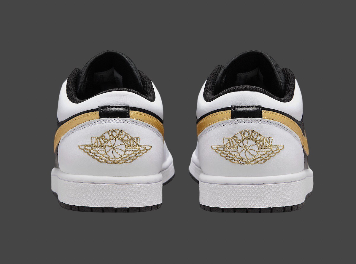 Nike Air Jordan 1 Low White Black Metallic Gold Swoosh 553558-172