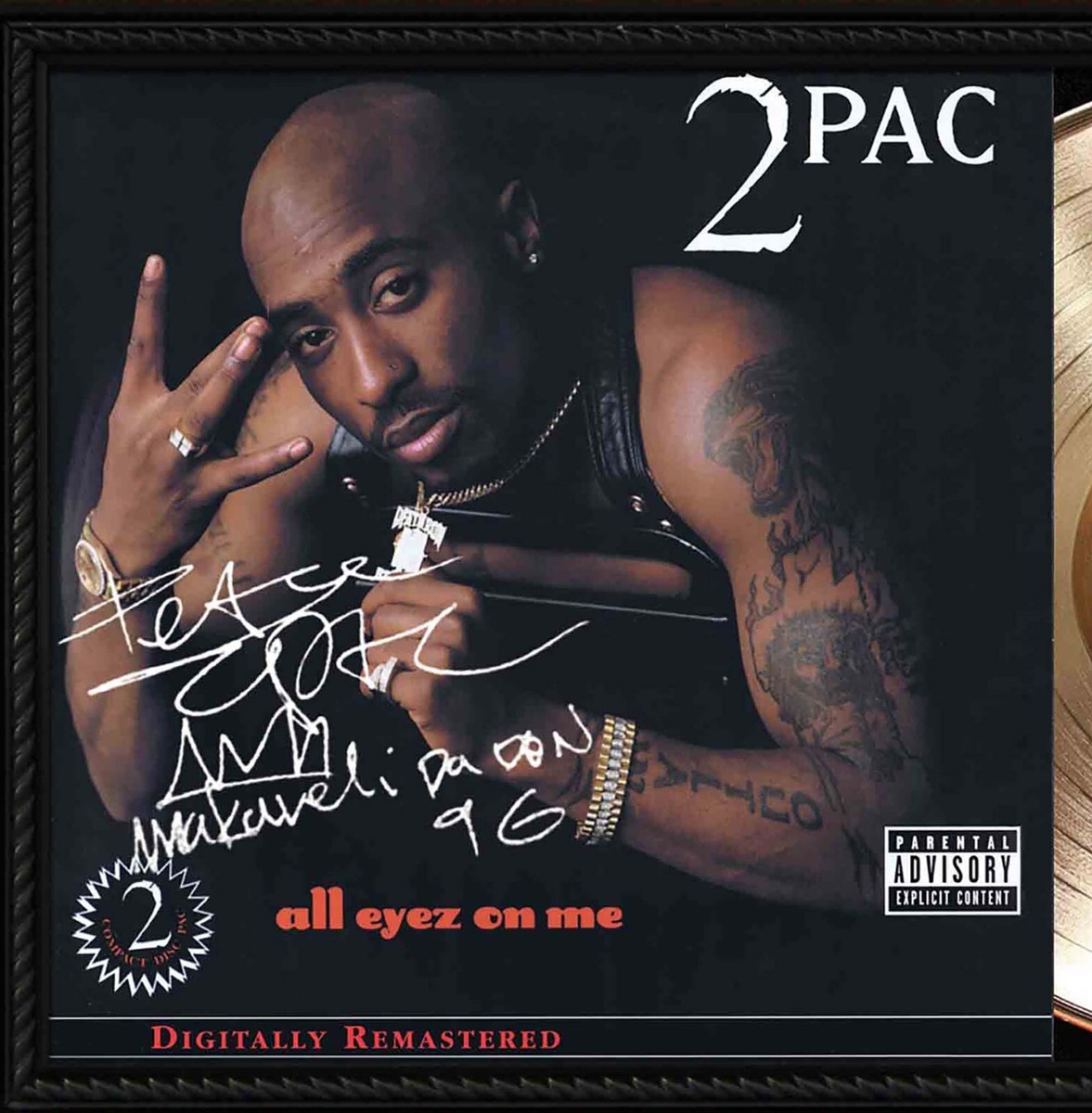 2Pac All Eyez On Me Framed Cherry wood Reproduction Signature LP