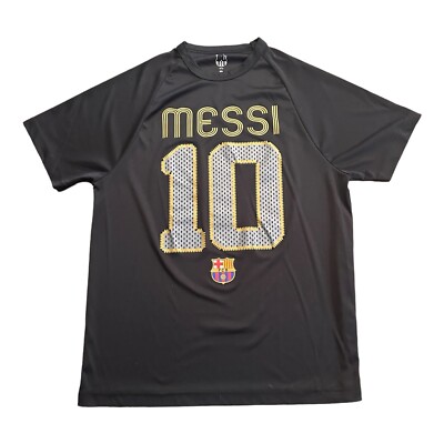 FCB Messi #10 Soccer Futbol Men's Size M Black Shirt Official