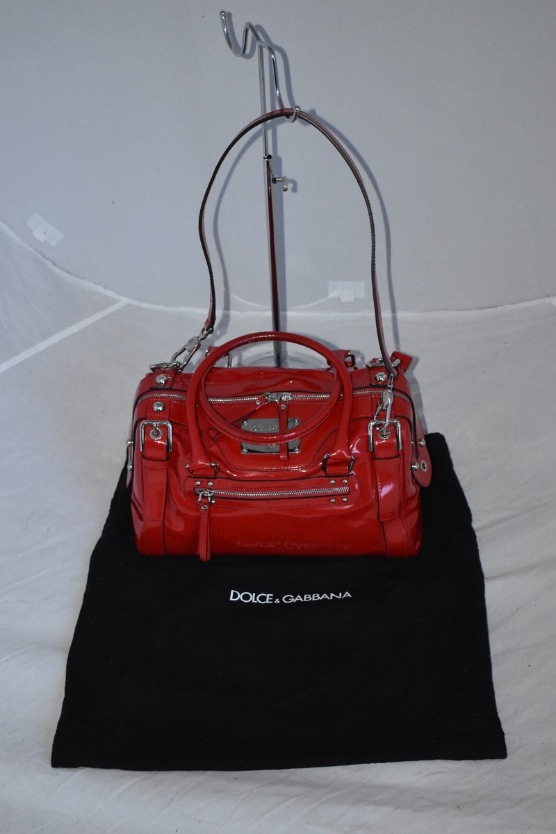 Dolce & Gabbana D&G Red Patent Leather Miss Easy Way Zip Top