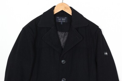 AJ ARMANI JEANS Wool Blend Coat Jacket Men Size 52 Hybrid Shell