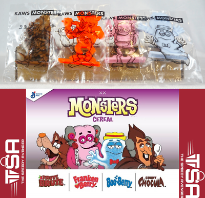 KAWS X MONSTERS CEREALS SET OF FOUR CEREAL FIGURINES Count Chocula