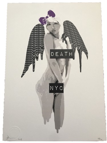 DEATH NYC ltd ed signed FRAMED LG art print 45x32cm mickey mouse