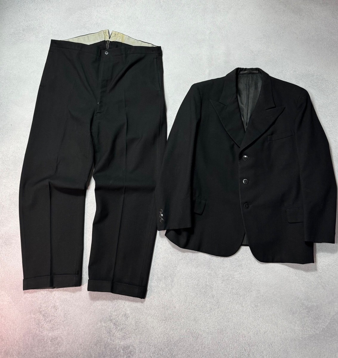 Genuine Vintage 1930s/40s Wool Black 2-Piece Tailored Textudo