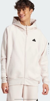 Sz L Adidas ZNE Premium Full Zip Hooded Track Jacket Putty Mauve