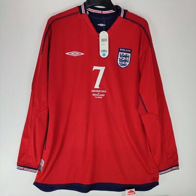 England 2002 - 2004 Umbro Away Long Sleeve Football Shirt #7