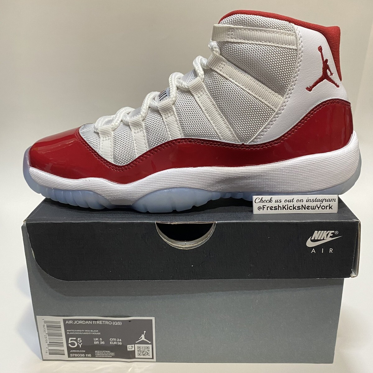 Air Jordan 11 Cherry Big Kids Size 5.5Y Youth GS (UK 5 EUR 38) New