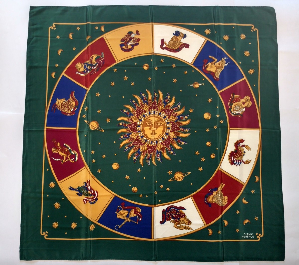 Vintage Gianni Versace Zodiac Square Silk Scarf 34