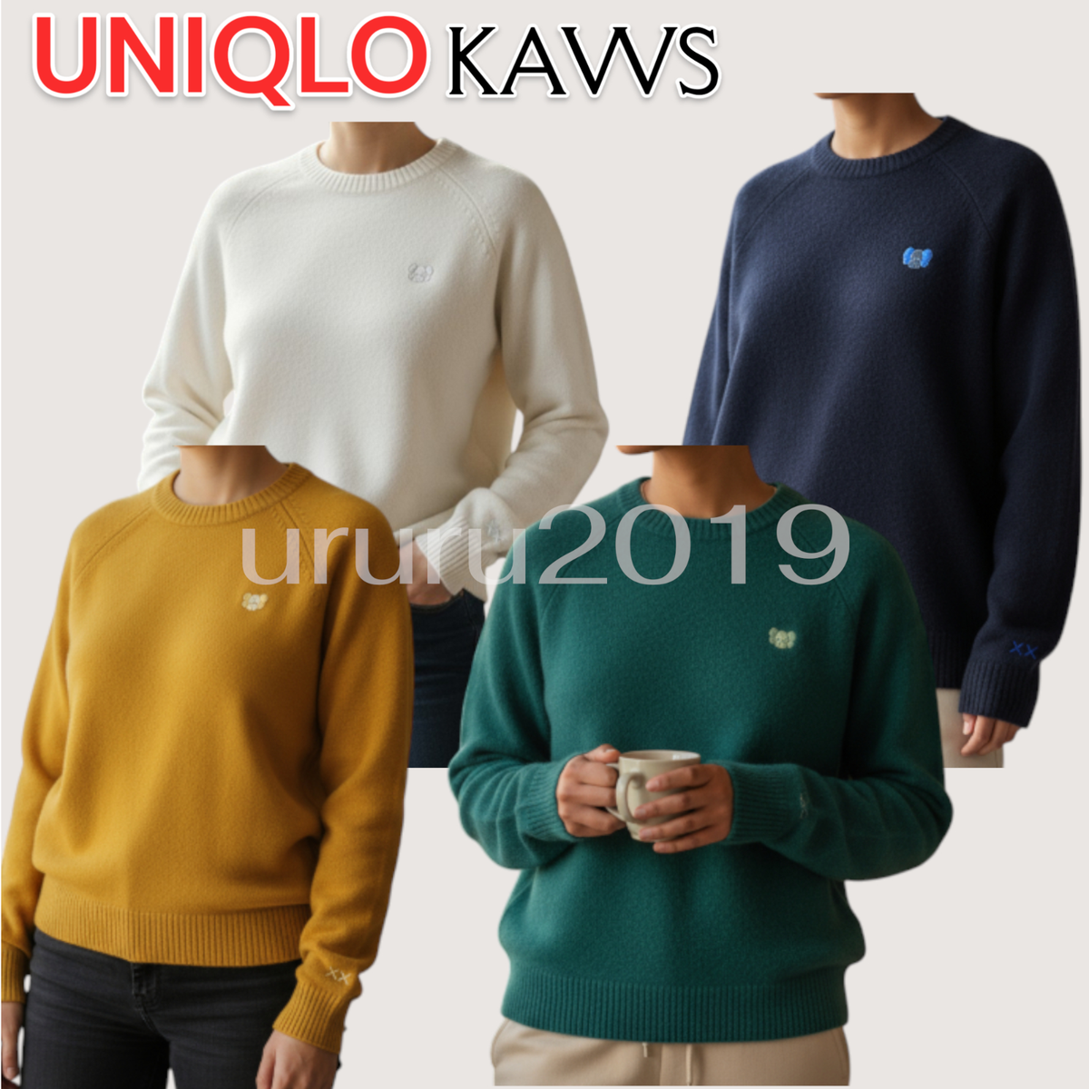 UNIQLO x KAWS WINTER Lambswool Sweater 485271 XS-4XL Japan New