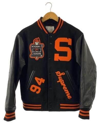 Supreme Team Varsity Jacket Black FW19 Leather Sleeve 2019 Black