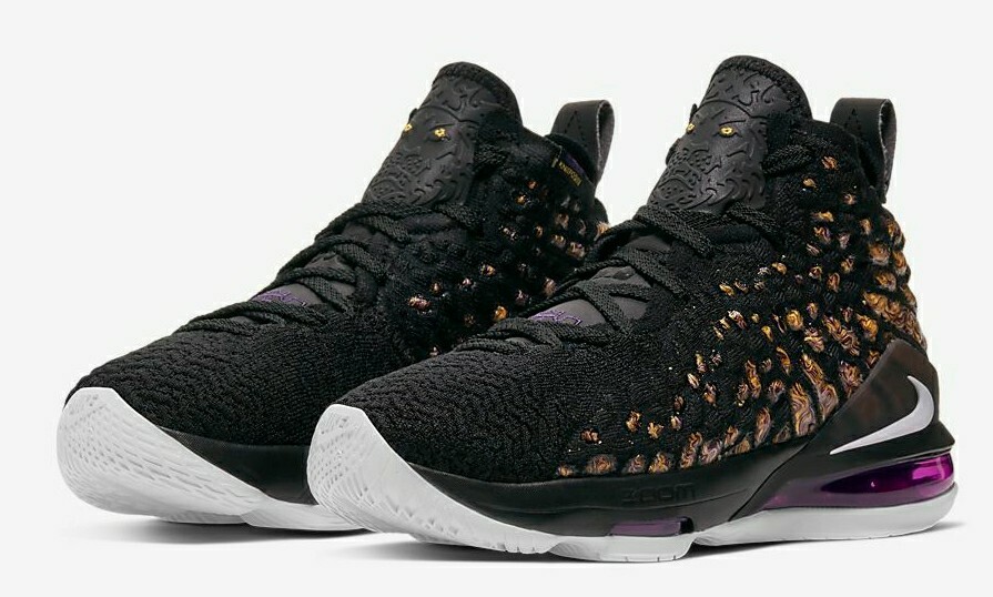 Nike LeBron XVII GS 17 LBJ Lakers Black Purple Gold BQ5594-004