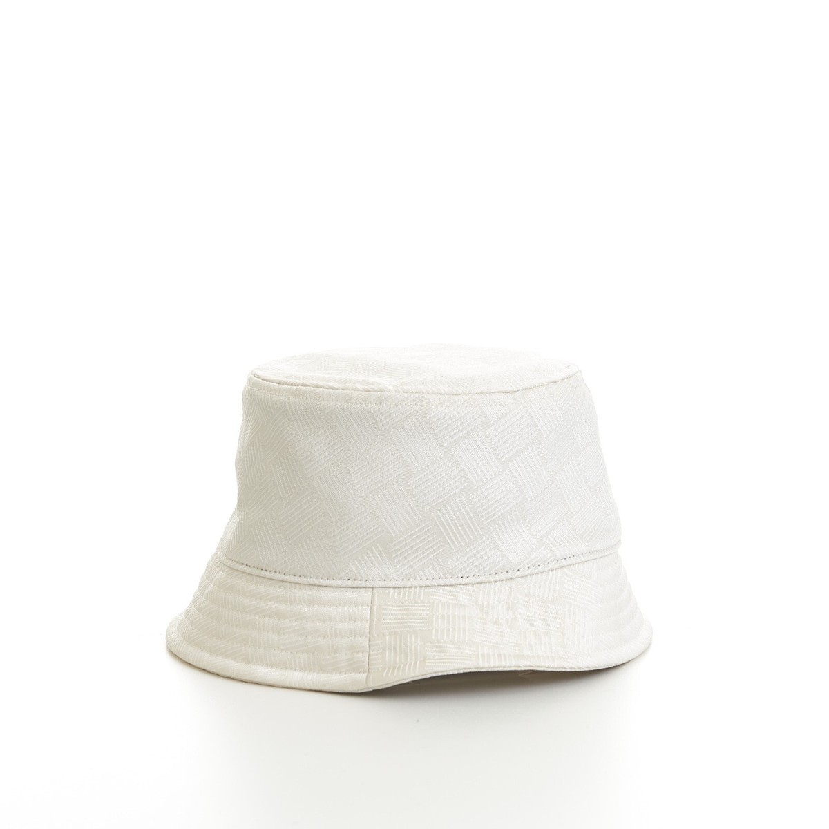 BOTTEGA VENETA 690$ Bucket Hat - White Jacquard Intreccio Pattern