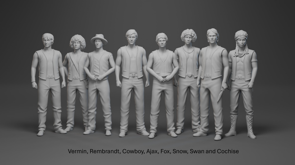 THE WARRIORS 8 Figure Set 3D Print 1:24 Swan Ajax Cochise Fox Snow