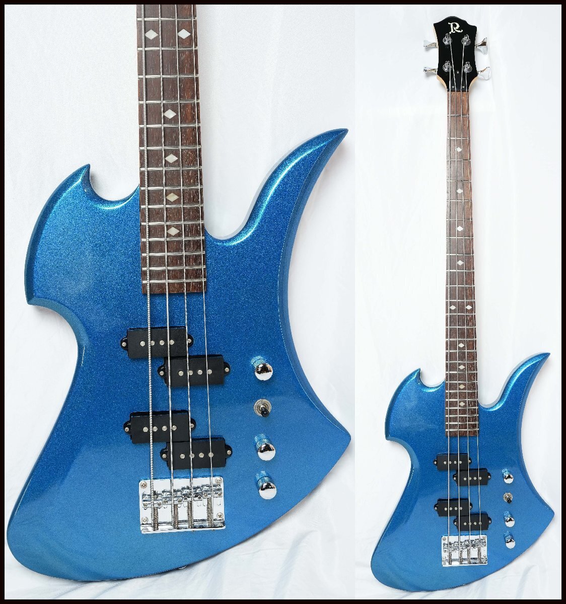 Electric Bass Guitar B.C. Rich Mockingbird Metallic Blue Made in