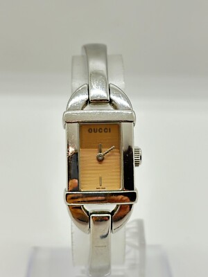 Exc+5] GUCCI 6800L Silver Brown Dial Watch Women's Watch Used