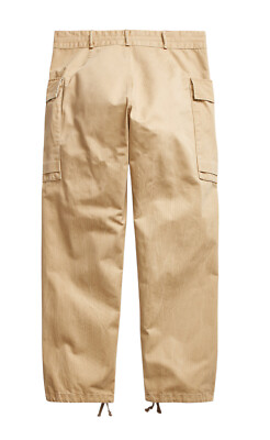 Ralph Lauren RRL Khaki Hand Sanded Cotton Herringbone Cargo Pants