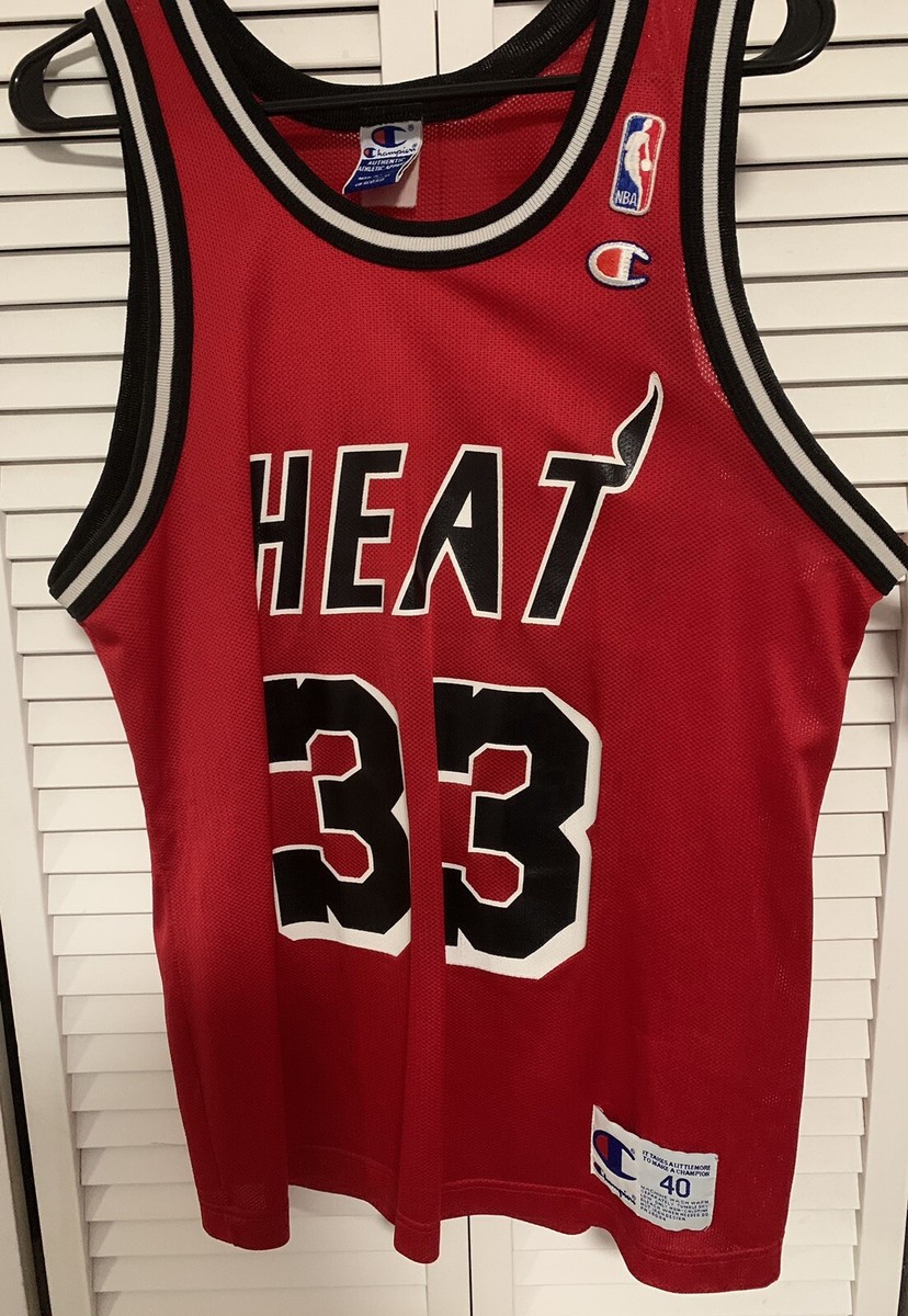 Vintage 90s Red Champion Alonzo Mourning Miami Heat NBA Jersey