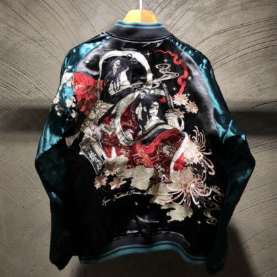 Mens Souvenir Jacket Sukajan Japanese Pattern Embroidery