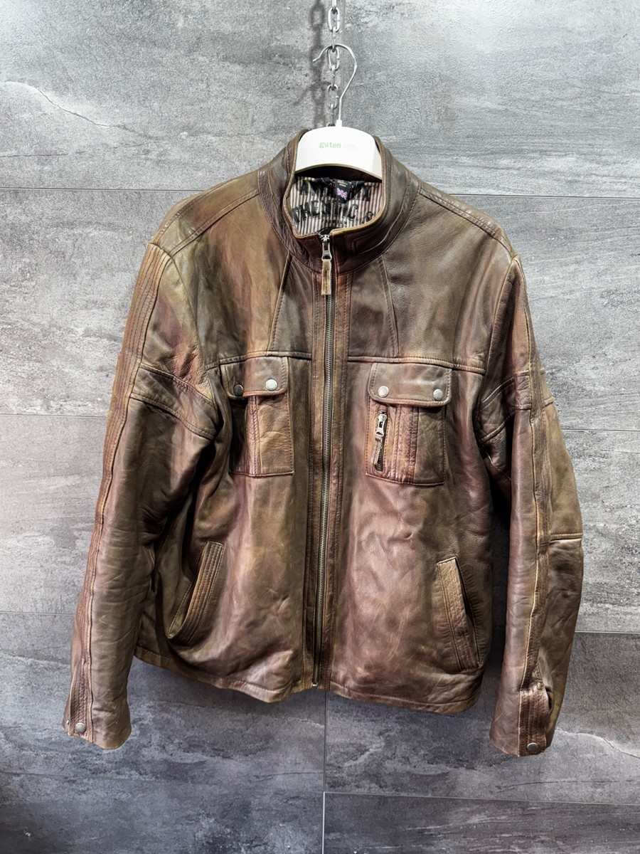 Aviatrix Vintage Men's Brown Leather Bomber Biker Jacket Size 2XL