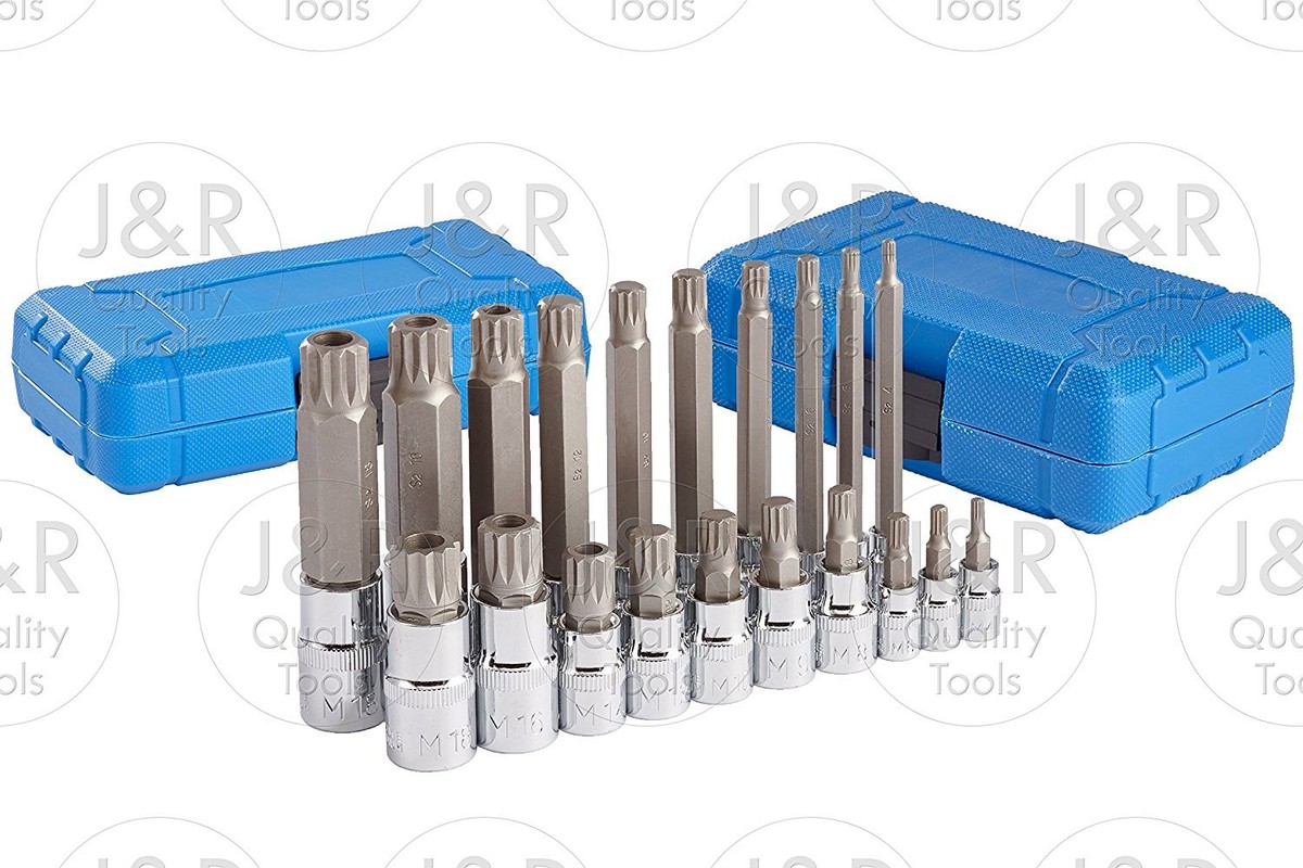 20pc XZN 12 Point MM Triple Square Spline Bit Socket Set Tamper