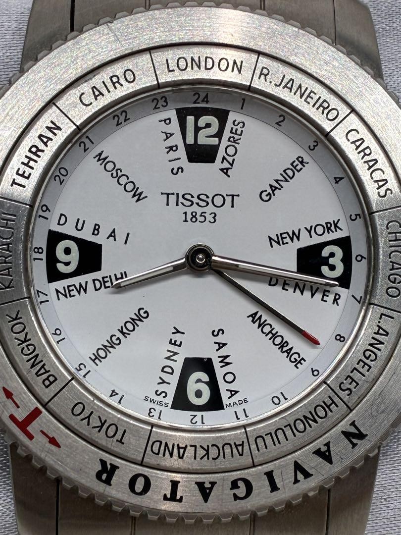 Junk Tissot Navigator N250 Watch World Time White Dial Not Working