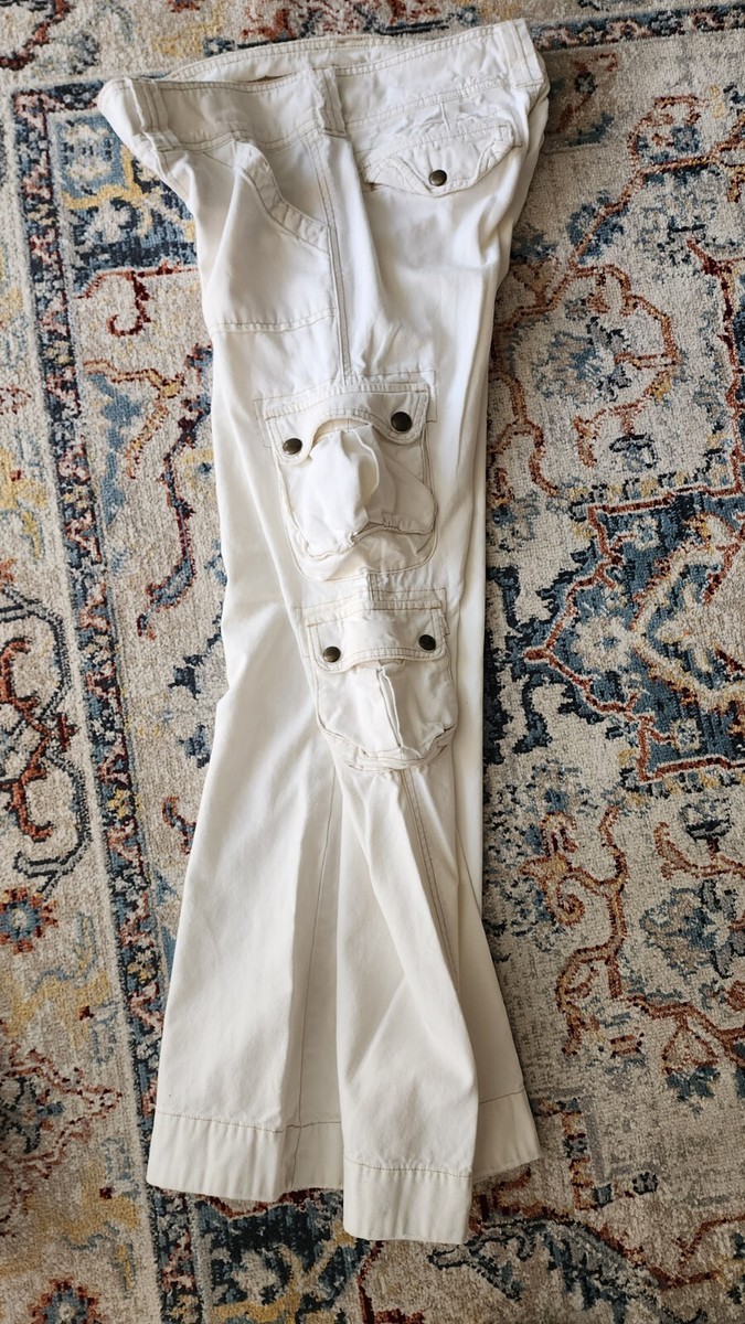 VTG Y2K Abercrombie Fitch Pants White Cargo Baggy Low Rise Kids 16
