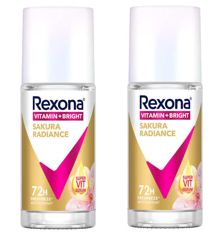 2 x Rexona Roll On Vitamin + Bright Sakura Radiance Antiperspirant