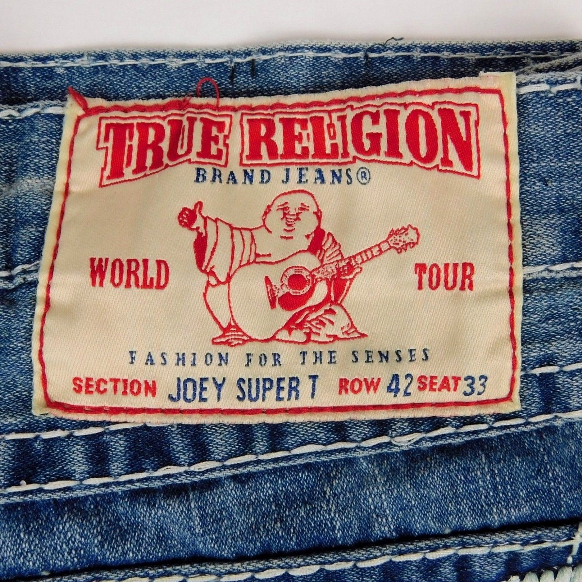 True Religion Joey Super T Blue Denim Jeans Row 42 Seat 33 W 45 L